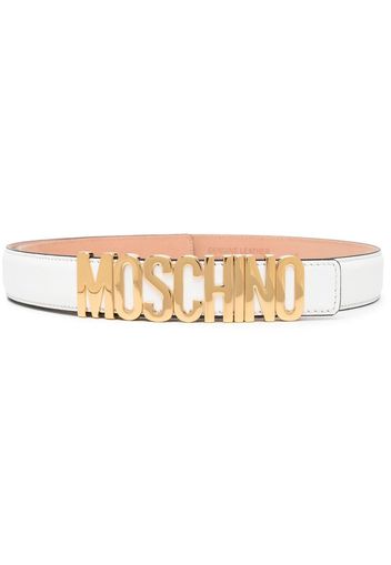 Moschino logo-plaque leather belt - Weiß