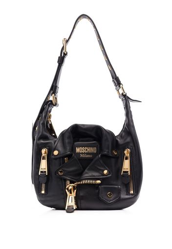 Moschino Schultertasche mit Logo-Schild - Schwarz