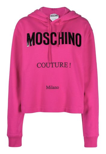 Moschino logo-print cropped hoodie - Rosa