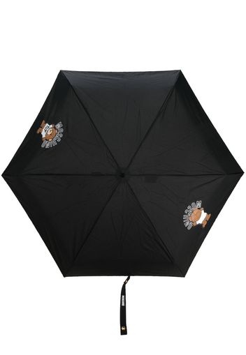 Moschino Großer Regenschirm mit Teddy-Print - Schwarz