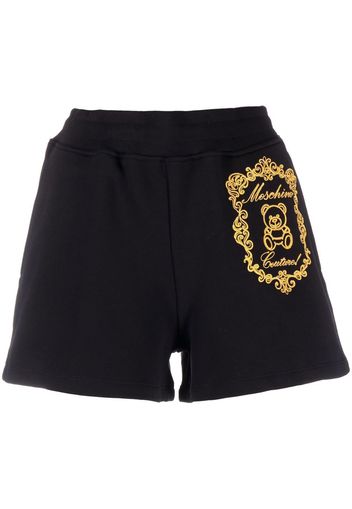 Moschino logo-embroidered cotton shorts - Schwarz