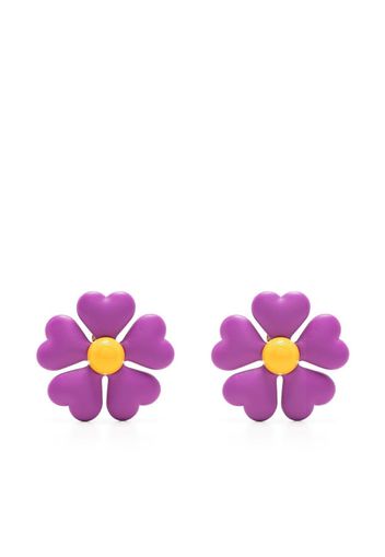 Moschino leather flower clip-on earrings - Violett