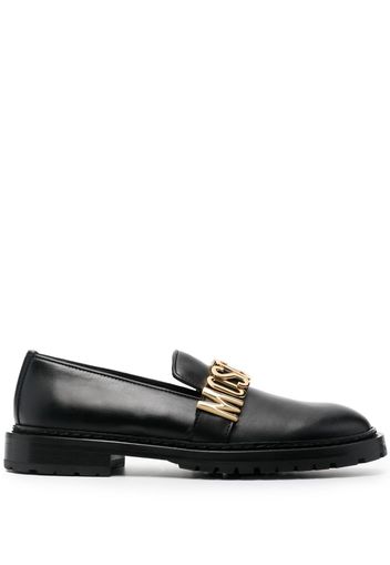 Moschino logo-plaque 30mm leather loafers - Schwarz