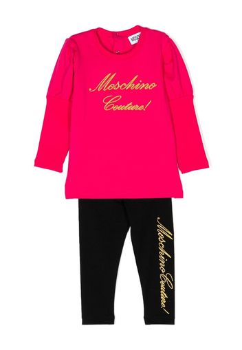 Moschino Kids logo-print babygrow set - Rosa