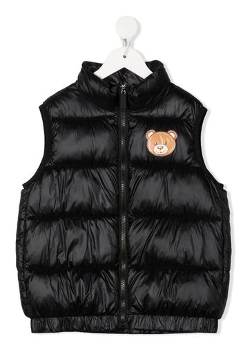 Moschino Kids logo-print padded gilet - Schwarz