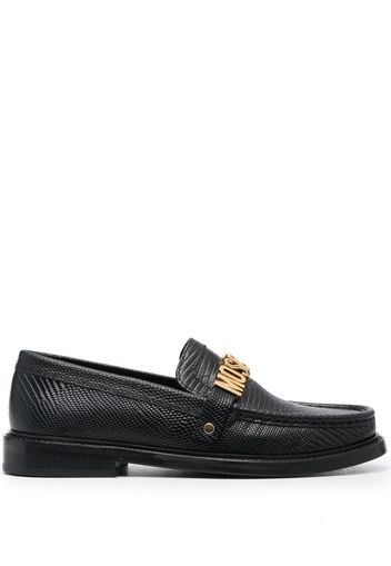 Moschino logo-plaque leather loafers - Schwarz