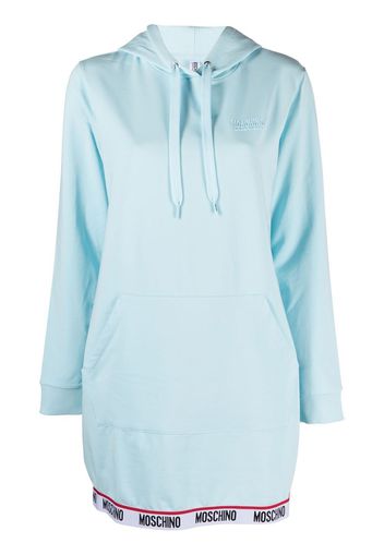 Moschino logo-print detail hooded dress - Blau