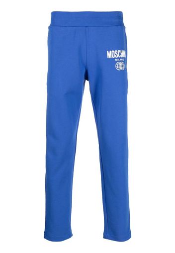 Moschino logo-print organic-cotton track pants - Blau