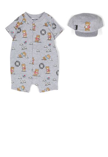 Moschino Kids Set aus kurzem Strampler und Mütze - Grau