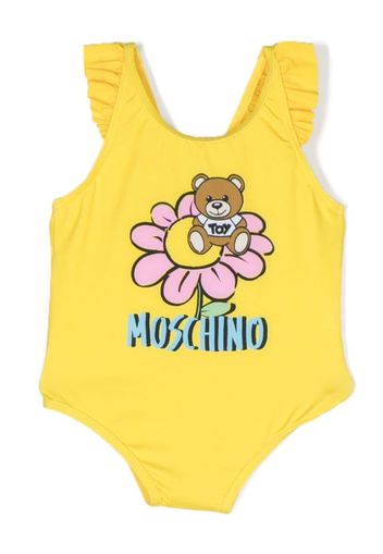 Moschino Kids Gerüschter Badeanzug mit Teddy - Gelb