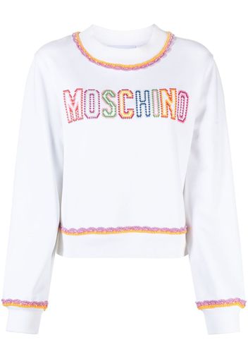 Moschino Sweatshirt mit Makramee-Borten - Weiß