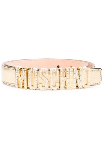 Moschino embellished-logo leather belt - Nude