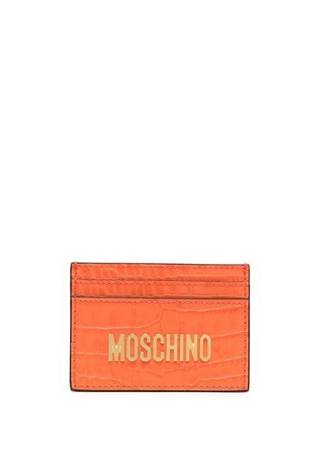 Moschino leather logo-lettering cardholder - Orange