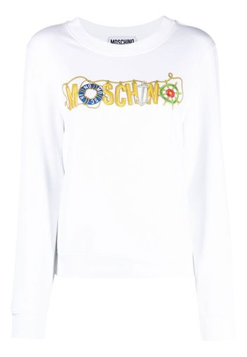 Moschino logo-print long-sleeved sweatshirt - Weiß