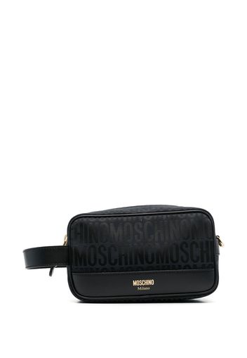 Moschino Fantasia leather logo-print makeup bag - Schwarz