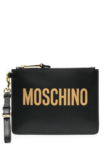 Moschino logo-print clutch bag - Schwarz