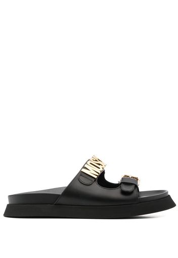 Moschino logo double-strap slides - Schwarz