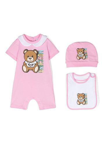 Moschino Kids Teddy Bear-print babygrow set - Rosa