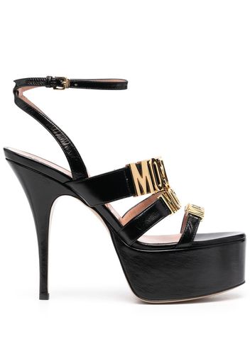 Moschino logo leather platform sandals - Schwarz