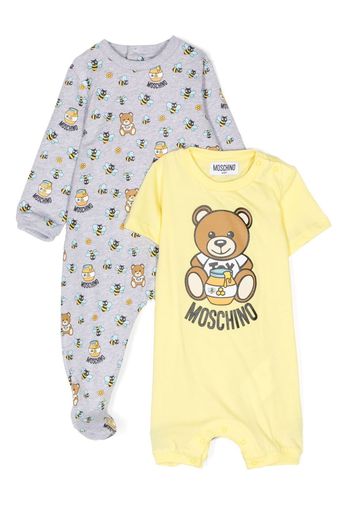 Moschino Kids graphic-print babygrow set - Grau