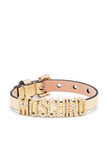 Moschino rhinestone-embellished logo bracelet - Gold