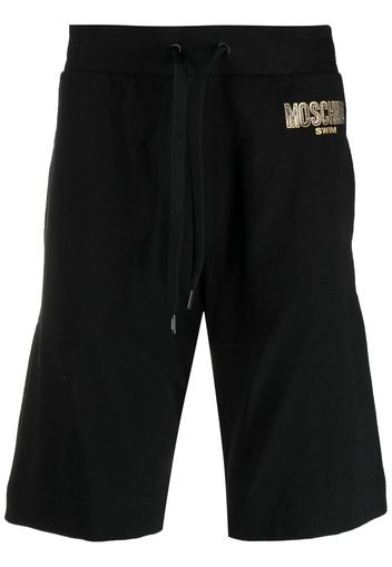 Moschino logo-print rhinestone-embellished track shorts - Schwarz