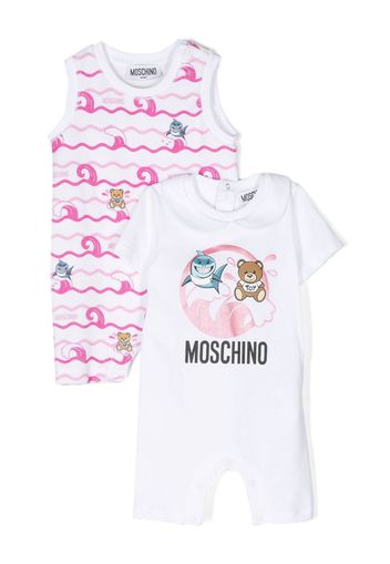 Moschino Kids logo-print cotton bodies set - Weiß