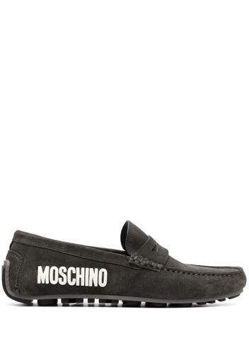 Moschino Loafer aus Wildleder mit Logo - Schwarz