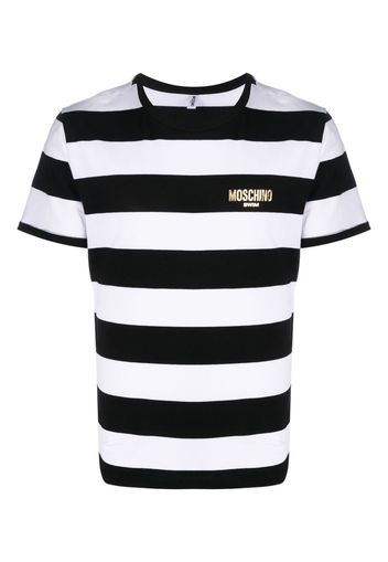 Moschino logo-print striped cotton T-shirt - Weiß