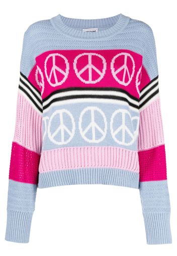 Moschino Intarsien-Pullover mit Friedenszeichen - Blau