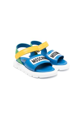 Moschino Kids logo-patch leather sandals - Blau