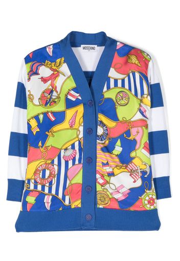 Moschino Kids nautical-print striped cardigan - Blau