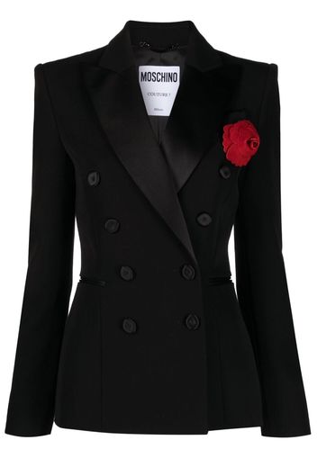 Moschino floral appliqué wool blazer - Schwarz