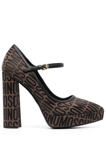 Moschino Pumps mit Jacquard-Logo 125mm - Braun