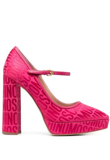 Moschino 120mm logo-jacquard leather pumps - Rosa