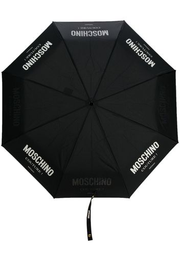 Moschino Regenschirm mit Logo-Print - Schwarz