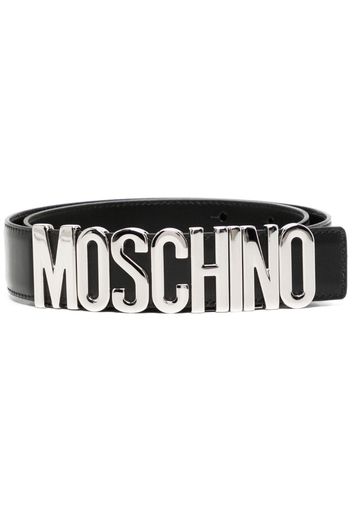 Moschino logo-lettering leather loafers - Schwarz