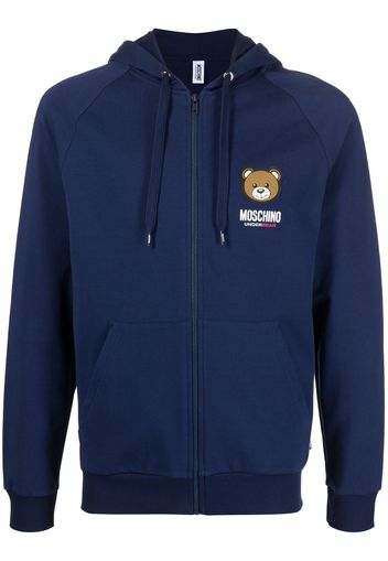 Moschino Kapuzenjacke mit Logo-Patch - Blau