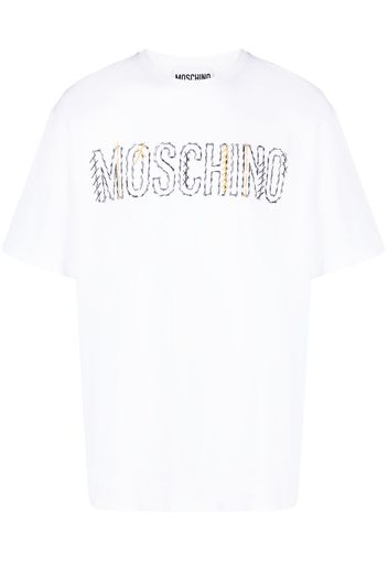 Moschino T-Shirt mit Logo-Stickerei - Weiß