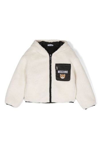 Moschino Kids Jacke aus Faux Fur mit Teddy - Weiß