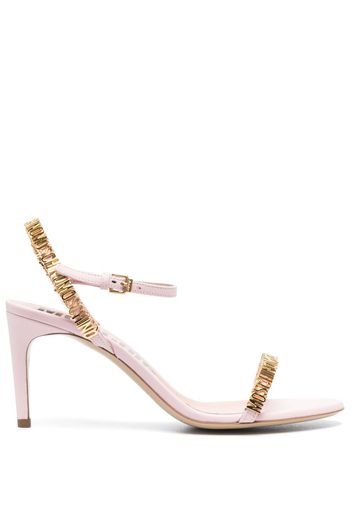 Moschino 80mm logo-lettering leather sandals - Rosa