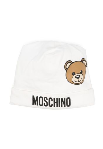 Moschino Kids Teddy bear cotton beanie - Weiß