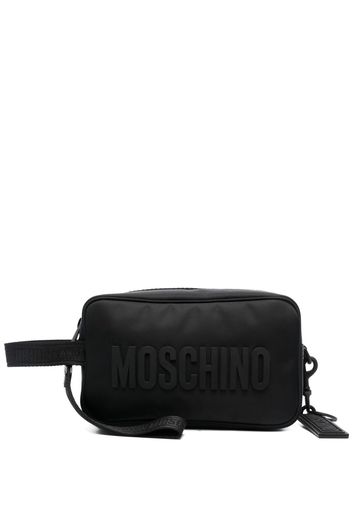 Moschino logo-print wash bag - Schwarz