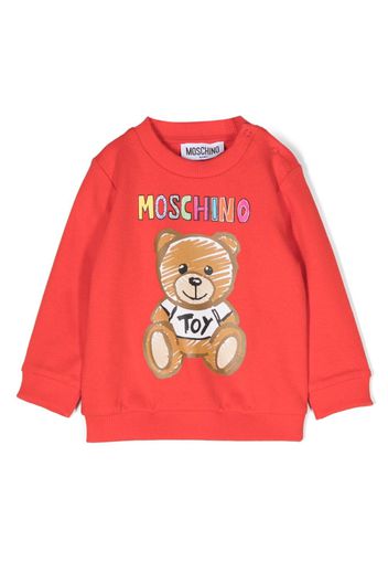 Moschino Kids logo-print cotton sweatshirt - ROSSA