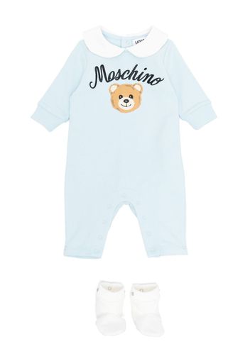 Moschino Kids Teddy Bear motif babygrow set - Blau