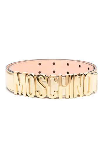 Moschino logo-lettering leather belt - Gold