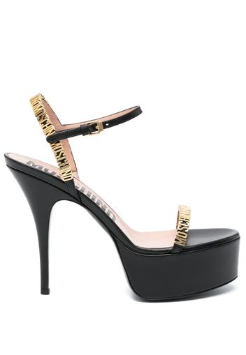 Moschino 140mm logo-plaque platform sandals - Schwarz