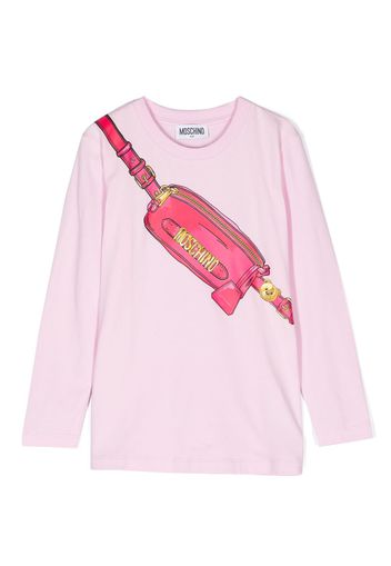 Moschino Kids bag-print long-sleeve top - Rosa