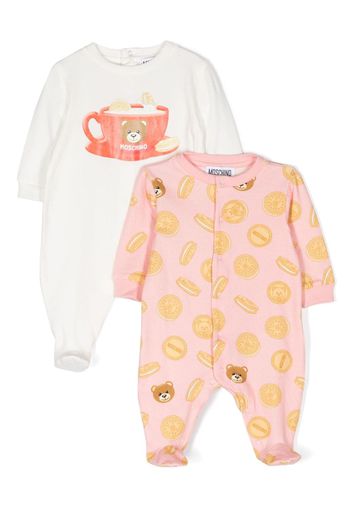 Moschino Kids graphic-print stretch-cotton babygrow (set of two) - Weiß