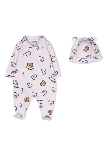 Moschino Kids Teddy Bear-motif babygrow set - Violett